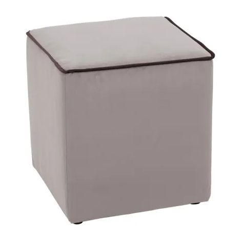 Pouf Zeno velluto tortora - bordo marrone
