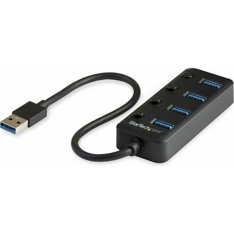 StarTech ST HB30A4AIB - USB 3.0, 4 Port USB-A Hub, 4x USB-A, mit Schaltern, schwarz