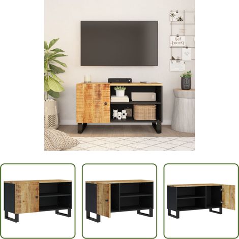 Bois de manguier - Meuble TV 80x33x46 cm bois de manguier et d'ingénierie (1/5)