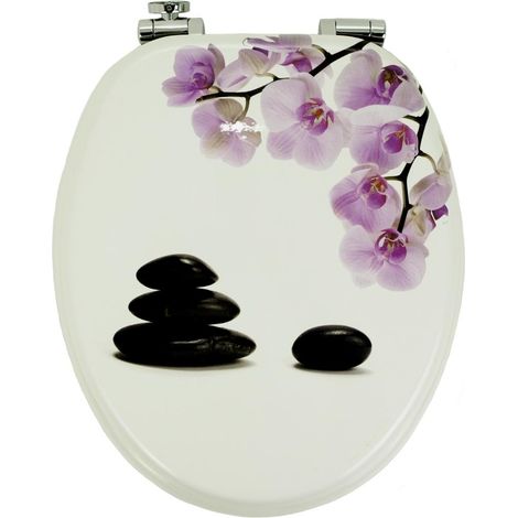 Sedile wc copri vater universale frizionato fantasia in mdf chiusura rallentata fantasia chinese spring - confezione 1