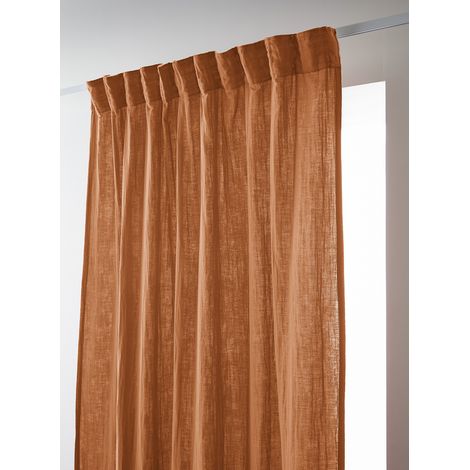 Rideau Galon Fronceur 140 x 240 cm – Double Gaze de Coton Gaïa Abricot