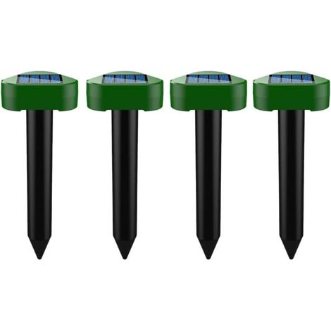 4X répulsifs solaires à ultrasons IP56 - Répulsif Anti-Taupes - Répulsif à ultrasons - Répulsif Contre Les Taupes - pour l'extérieur - Pelouse, Cour de Jardin -Triangle (1/5)