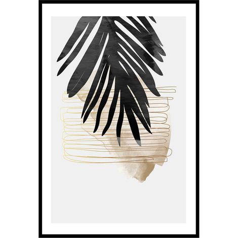 Affiche encadrée feuille tropicale abstraite élégante