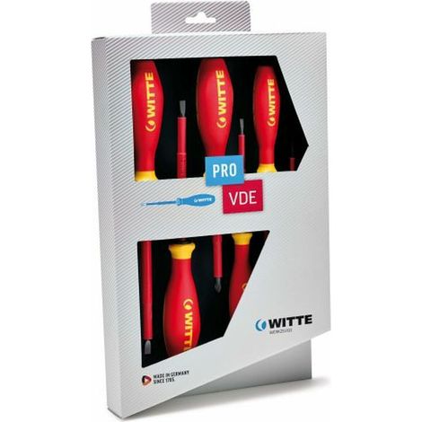 Set di 6 cacciaviti WITTE PRO VDE isolati fino a 1.000 V e con impugnatura ergonomica. (1/2)