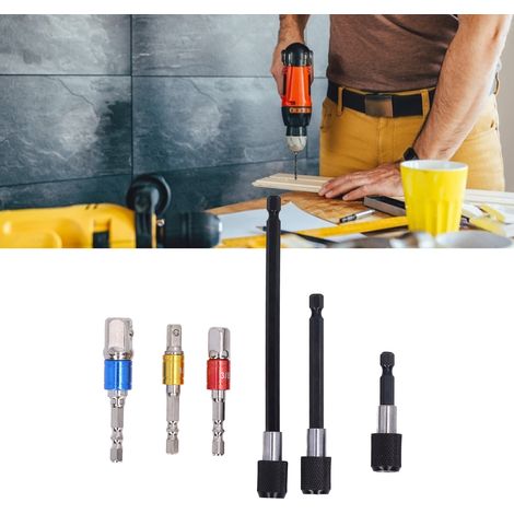 Ensemble de 6 pièces comprenant un adaptateur de douille à angle magnétique de 6,35 mm (1/4 pouce), une tige hexagonale et une rallonge. (1/5)