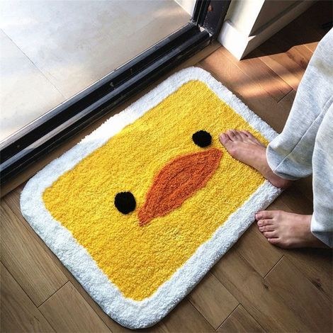 Fußmatte für Zuhause, wasserabsorbierend, Badezimmer- oder WC-Teppichvorleger, schönes Muster, gelbe Ente, 40 x 60 cm / 15,7 x 23,6 Zoll (1/5)