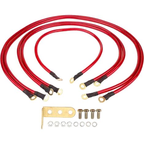 Câble de Mise à la Terre de Voiture Kit de Fil de Mise à la Terre de Voiture 5 Pièces Kit de Fil de Terre de Voiture Améliorer Les Performances de Démarrage DC 0 à 48 V en (Rouge)