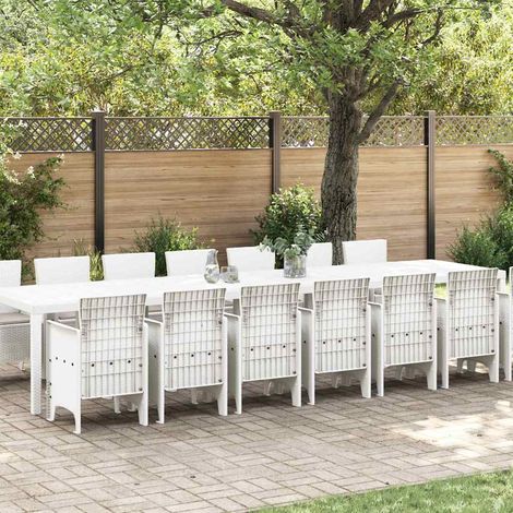 Garden Dining Set with Cushions 15 pcs White PP vidaXL (1/5)