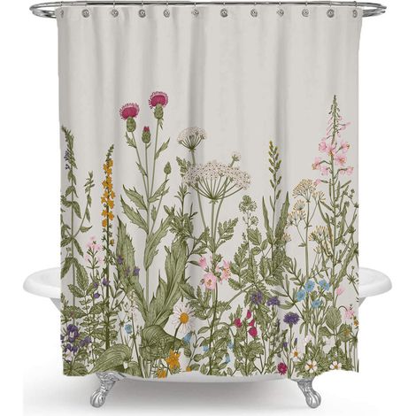 Filiyano-Rideau de douche fleuri et coloré, avec 12 crochets en plastique, 200 x 230 cm