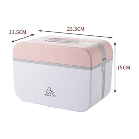 Ménage créatif boîte de rangement de médicaments pliable multicouche compartimenté boîte à médicaments valise en plastique rose MNS (1/3)