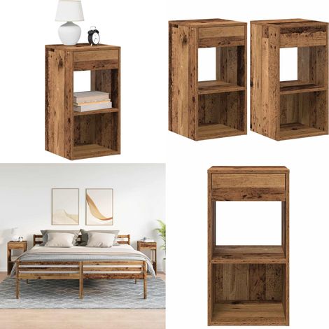 Comodini con Cassetto 2 pz Legno Antico 35x34x66,5 cm - Armadio con cassetto - Comodino in truciolato