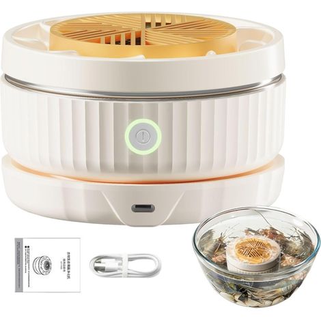 Nettoyeur de fruits et légumes : lave-fruits et légumes rotatif sans fil USB, bobine de nettoyage, accessoires d’hygiène pour la cuisine, essorage et séchage, salade de baies