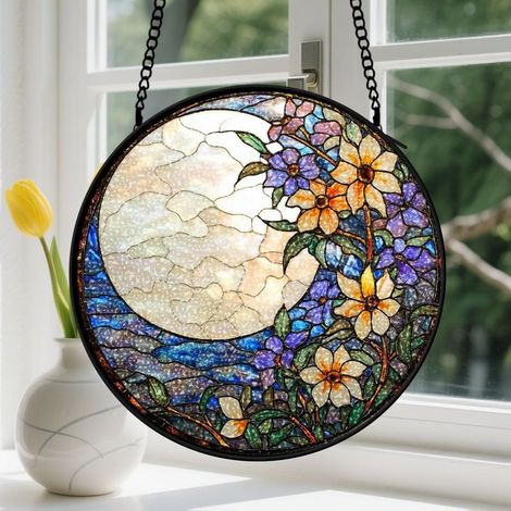 20cm Suspension en vitrail, attrape-soleil unique élégant minimaliste coloré, décoration maison intérieure, cadeau Noël, Fête des Pères pour homme, femme (1/5)