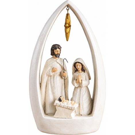 Crèche en résine, décoration de Noël de style européen pour la maison, le bureau ou la fenêtre (BS766) (1/3)