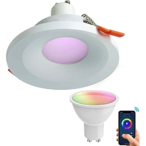 Trade Shop - SMARTER LED-EINBAUSCHEINWERFER 65MM LED 5W GU10 SMART WIFI RGB CCT ALEXA GOOGLE - Weiß (1/2)