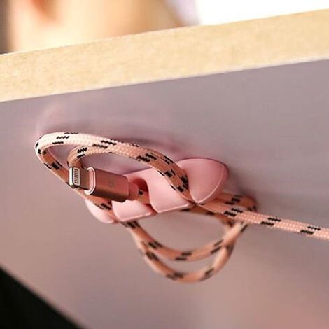 Enrouleur De Câble - Gel De Silice - Pour Casque Chargeur Et Câble De Données - 5,5 X 2 Cm - Rose - Lot De 2 (1/3)