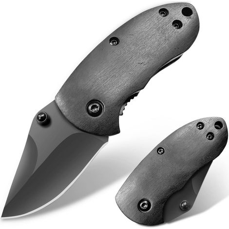 Klappmesser EDC Outdoor Camping Survival Edelstahl Klinge Einhandmesser Holzgriff