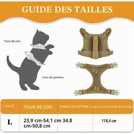 Tactical Harness for Cats, Adjustable Pet Walking Harness with Embroidered Emblems, Breathable Anti Escape Reflective Traction Rope for Cats (Black) (1/4)
