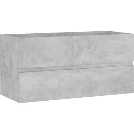 Armoire d'évier design épuré salle de bain 90 x 38,5 x 45 cm en bois d'ingénierie gris béton (1/5)