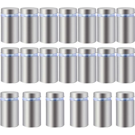 20 Stück Edelstahl-Werbeschrauben, Glasabstandshalter, Befestigungsschrauben, Schilder- und Werbenägel, Hardware-Befestigungsschrauben, rahmenlose Abstandshalterklemmen für Glas, 16 x 30 mm (1/5)