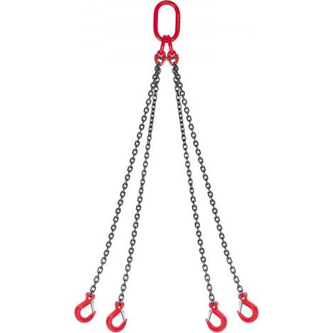 Élingue Chaîne de Levage à 4 Brins avec Crochets - 6 mm x 1 - 5 m (1/5)
