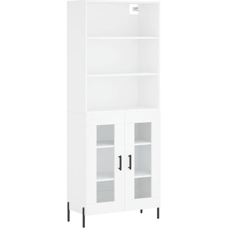 Aparador buffet cómoda armario mueble organizador cocina salón salón alto 69,5 x 34 x 180 cm madera contrachapada blanco 020032737