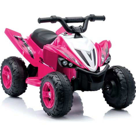 Quad électrique enfant 12V LED musique démarrage progressif, véhicule électrique enfant rechargeable avec marche avant arrière, rose (1/5)