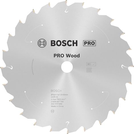 Lame de scie circulaire sans fil PRO Wood, 184 x 1,6 x 16 mm, T24