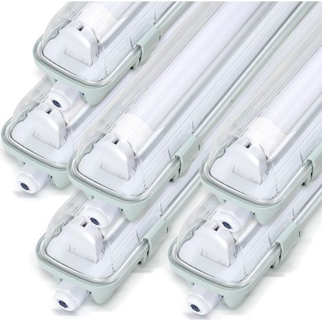 Jiubiaz 6 tiras LED impermeables para tubo LED T8, IP65, 120 cm, 1 x 18 W, blanco neutro