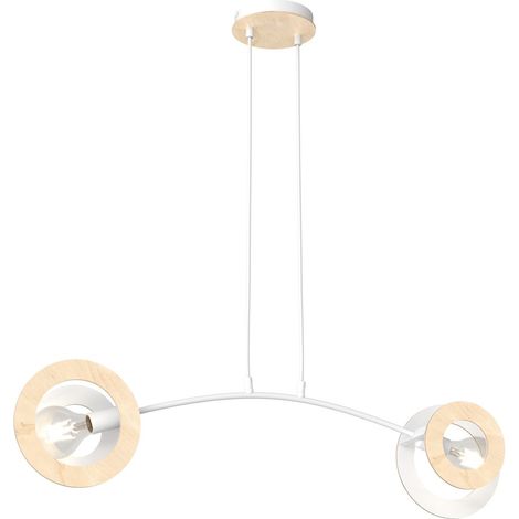 Suspension moderne Skiva blanche bois, 2xE27, 15W Emibig (1/5)