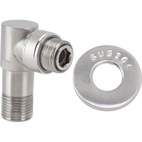Robinet d'arrêt intégré 1 entrée 2 sorties G1/2 en acier inoxydable 304, vanne automatique pour toilette, angle valve avec arrêt automatique.