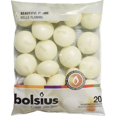 Bougies flottantes Bolsius BAG 4,5h 20 pièces écru