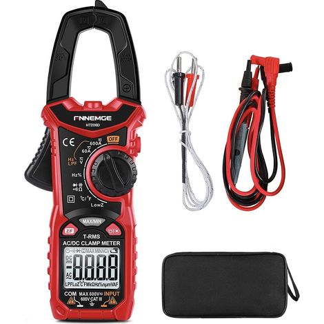 Pince Ampèremétrique Numerique AC/DC, 0-600A Multimetre 6000 Comptes TRMS, Mesure Courant/Tension/Diode/Température/Résistance/Fréquence/Capacité (1/5)