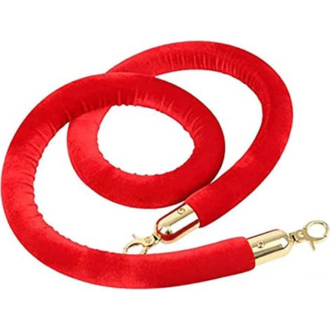 Poteaux en Velours Rouge - Lot de 2 Cordes de barrière VIP de 1,5 m (4,9 pi), Cordes de sécurité pour la Gestion des foules Lors d'inaugurations, d'événements et d'usages commerciaux - Croch (1/5)