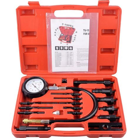 EASYCOMFORT Kit Manomètre Testeur Compression Moteur Diesel 0-70 Bar 17 Pièces Auto Voiture Tracteur (1/5)