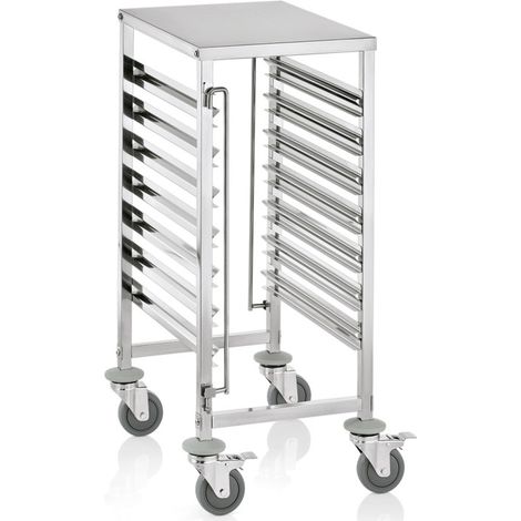 Chariot à glissières 55 x 38 x 95 cm GN 1/1 7 bacs ou 14 plateaux avec tablette inox CANTINA - Was Germany (1/2)