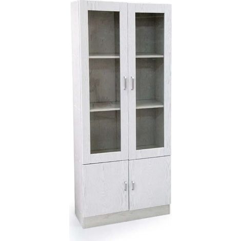 Mobile legno Atena 4 ante bianco con vetrina 72x26x170 cm