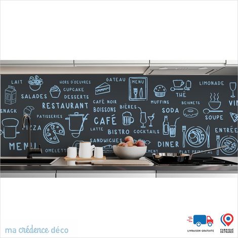 Crédence : Dessin food foncé - Couleur gris - Alu composite - 120 - 60 (1/3)