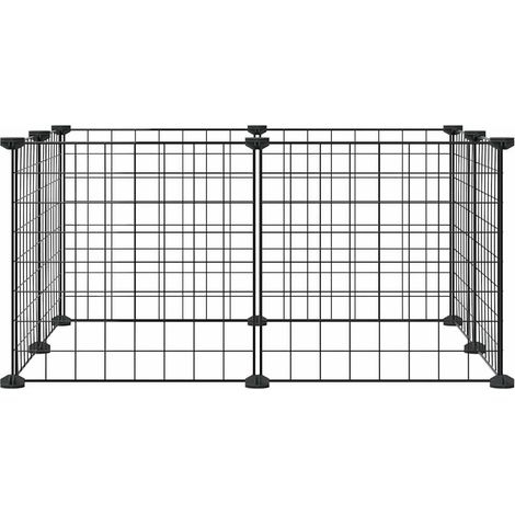 Gabbia per animali con 8 pannelli 35 x 35 cm acciaio nero 020041600