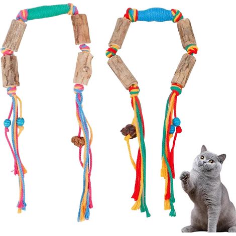 2PCS Jouet Amusants à l'herbe à Chat, Jouet en Corde Chaton Dentition, Jouet à Mâcher pour Chat, Bâtons à Mâcher pour Chats, Bâtonnets à Mâcher Matatabi, Bâtonnets Herbe à Chat pour Nettoyer (1/5)