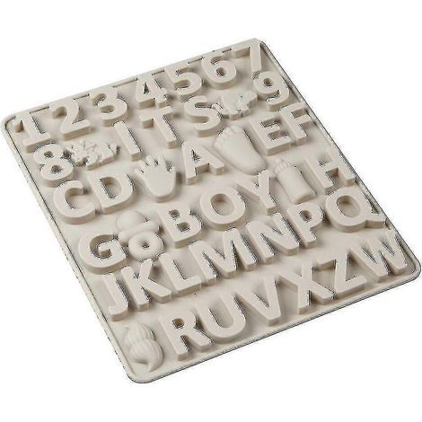 Moule à chocolat alphanumérique garçon en silicone (2 pièces), beige Jiujiuso, pour gâteaux et biscuits à faire soi-même (1/3)