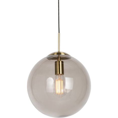 Smarte Hängelampe Messing mit Rauchglas 30 cm inkl. Wifi ST64 - Kugel