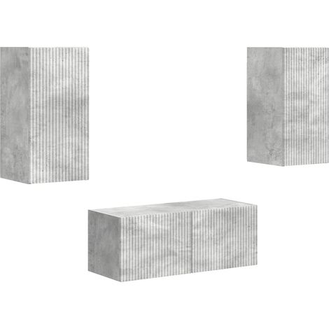 TV-Schrankset Wandmontiert 2 pcs Beton Grau Holzwerkstoff vidaXL