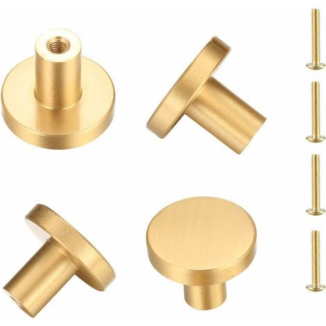 Runde Türknöpfe aus massivem Messing, Möbelknöpfe, Küchenschubladenknöpfe, einlochiger Goldgriff – 4 (1/4)