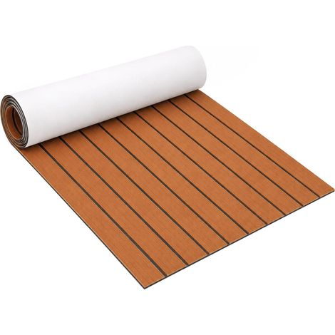 Tapis de sol autocollant en mousse EVA pour bateau, 240 x 45 cm, marron, tapis de sol autocollant aspect teck, tapis marin antidérapant à découper pour yacht, camping-car et pont de piscine (1/5)