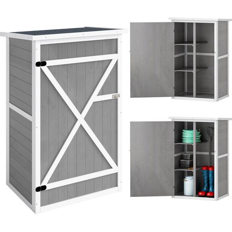 Abri de jardin en bois à 2 étagères avec toit étanche, 75 x 56 x 115 cm, gris (1/5)