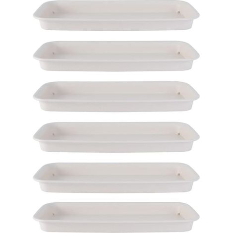 Sottovasi Vasi Plastica Rettangolari, 33x14 cm, set 6 pezzi neri (1/5)