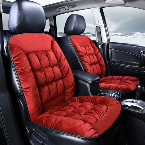 1 pcs Housse de Siege Voiture Universelle Ensemble de Housses Siège Auto Universel pour Les sièges Avant Siège épaissie en Peluche Voiture Coussin (Vin Rouge) (1/4)