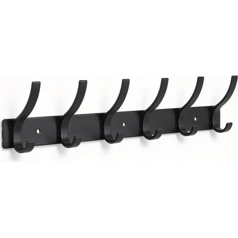 Patère Murale en Métal avec 6 Crochets – Porte-Manteau Mural 40 cm – Pour Entrée, Chambre et Salle de Bain – Pour Manteaux, Vestes et Serviettes