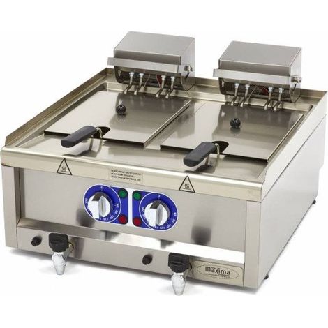 Friteuse - 2 x 10L - 2 paniers - avec robinet de vidange - 400V - Maxima (1/4)